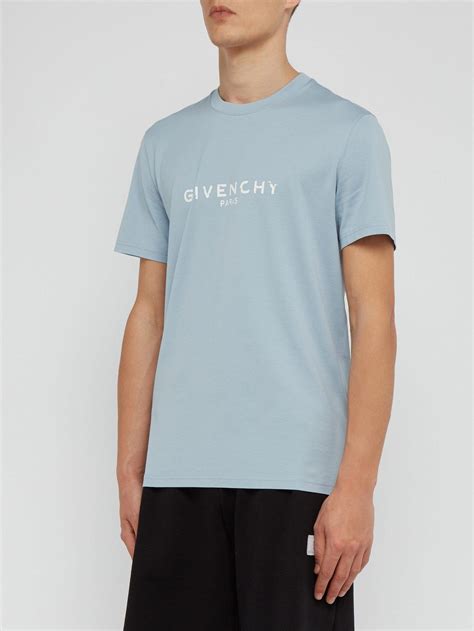 givenchy light blue distressed t shirt